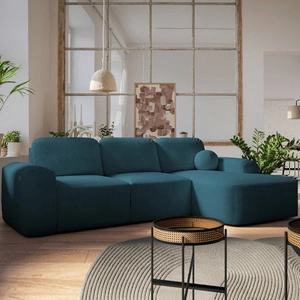 Ecksofa mit Schlaffunktion Arbon türkis rechte Ecke modernes Design mit markanter Form weicher Stoff
