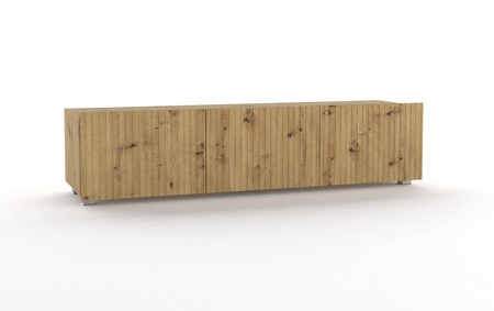 RTV Schrank Colder 150 cm Eiche Handwerker mit der Möglichkeit der Aussetzung stilvolle geriffelte Front elegante Form der Möbel in einem modernen Stil