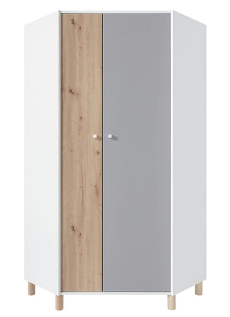 Beja Möbelset weiß / Eiche artisan / grau Funktionsmöbel für das Jugendzimmer hohe Holzbeine