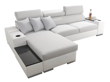 Ecksofa mit Schlaffunktion Provo creme / weiß linkes Ecksofa mit Bettkasten und Funktionserweiterung