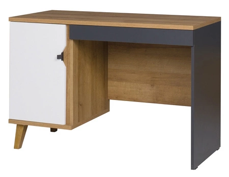 Schreibtisch Memone 110 cm goldene Eiche / weiß / graphit idealer Schreibtisch für Jugendzimmer oder Home Office im skandinavischen Stil