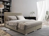 Boxspringbett Sarona 160x200 beige Bett im modernen skandinavischen Stil mit markantem Kopfteil