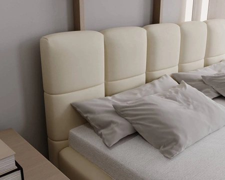 Polsterbett Olne 180x200 beige stilvolles Bett mit Bettzeugablage komfortables Kopfteil besticht durch sein elegantes Design