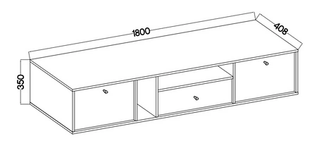 Hängeschrank RTV Kioto IV 180 cm Eukalyptus eleganter Schrank in gedeckten Farben dezente schwarze Griffe