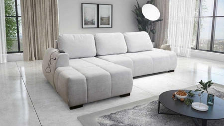 Ecksofa mit Schlaffunktion Gentle grey ash linke Seite stilvolles Design Ecksofa mit abgerundeter Form