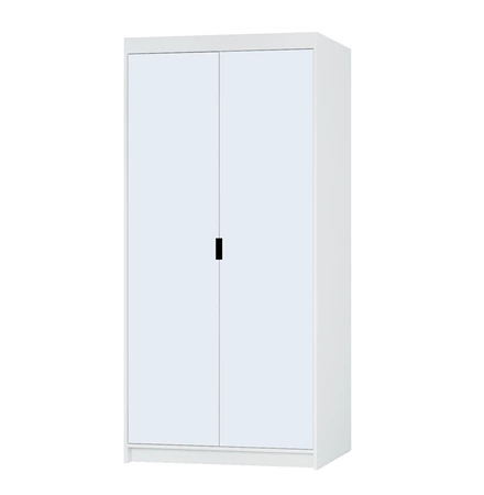 Rene Kleiderschrank 90 cm weiß klassisches Design schlichte Form idealer Kleiderschrank mit Spiegel für Schlafzimmer oder Flur ABS beendet Kanten