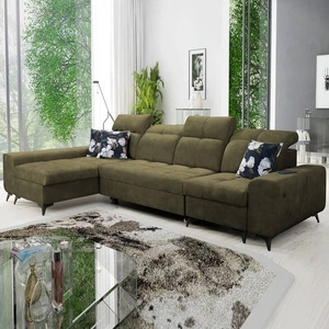 Ecksofa mit Schlaffunktion Buffalo XII olive links stilvolles und funktionelles Schlafsofa mit Bettzeugcontainer