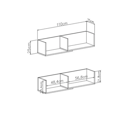 Epsilon weiß / Beton Wandschrank ideal für ein Jugend- oder Kinderzimmer in einem trendigen Stil