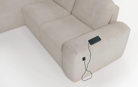 Ecksofa mit Schlaffunktion Arbon ziegelrot linke Ecke modernes Design mit markanter Form weicher Stoff