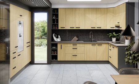 Chevron 60x60 GN-72 1F Eck-Küchenwandschrank mit dekorativem Fischgrätdekor feuchtigkeits- und beschädigungsbeständiger Schrank