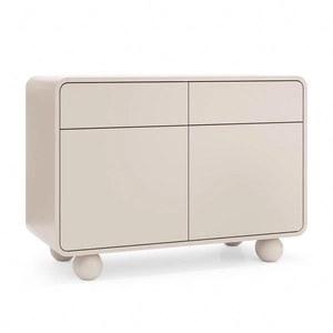 Kommode mit Schubladen Bion 108 cm beige Designer-Kommode mit abgerundeten Formen originelle kugelförmige Beine sind ein Blickfang