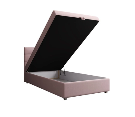 Boxspringbett Fresno 90x200 puderrosa im modernen skandinavischen Stil mit gepolstertem Kopfteil Bett mit Staukasten