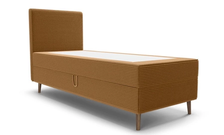 Boxspringbett Totti 80x200 Honig stilvolles Bett mit Bettzeug Lagerung dreidimensionalen Stoff mit ausdrucksstarken Streifen