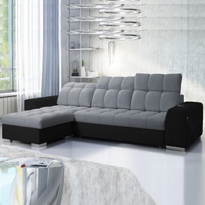 Ecksofa mit Schlaffunktion Luigi grau / schwarz links Ecksofa mit zwei Bettkästen Stoff mit einer interessanten Struktur