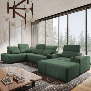Ecksofa mit Schlaffunktion Tesalia V mint rechts Komfort-Ecksofa mit Schublade und Schiebefunktion der Rückenlehne