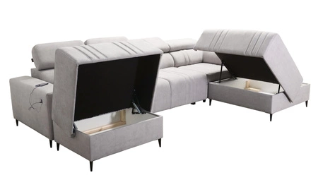 Ecksofa mit Schlaffunktion Castel VI graphit links komfortables und elegantes Ecksofa mit zwei Bettkästen