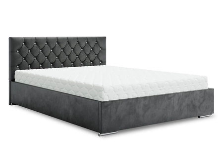 Polsterbett Bauru 180x200 grau mit Container im modernen skandinavischen Stil mit gestepptem Kopfteil mit Kristallen