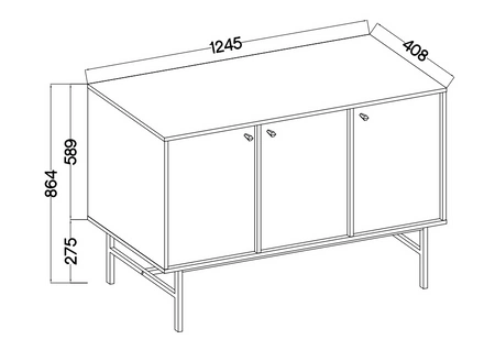 Kioto III Kommode 125 cm beige minimalistische Form ideale Kommode für ein Schlafzimmer Wohnzimmer oder Jugendzimmer stabiler Goldrahmen
