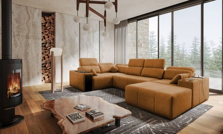 Ecksofa mit Schlaffunktion Tesalia IV honey right komfortables Ecksofa für den Wohnbereich mit innovativer Schiebefunktion der Rückenlehne