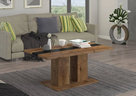 Salem Couchtisch Eiche lefkas / schwarz modernes Möbeldesign auslaufsichere Platte