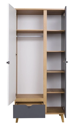 Memone Möbelset goldene Eiche / weiß / graphit modernes Design stilvolles Möbelset für Jugendzimmer im skandinavischen Stil