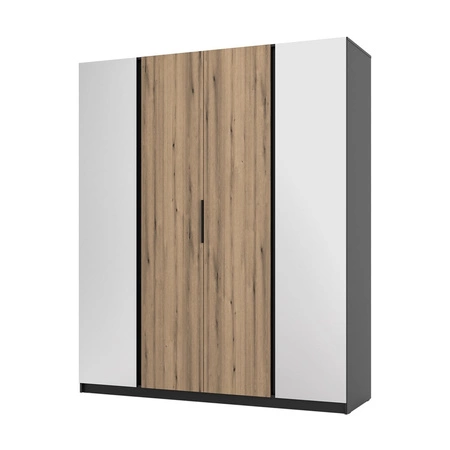 Spiegel Kleiderschrank Kastano IX 200 cm schwarz / Eiche evoke modernes Design Kleiderschrank gewidmet Schlafzimmer oder Flur Metallgriffe