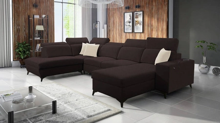 Ecksofa mit Schlaffunktion Kelly Sleek VI braun rechte Seite modernes Design Ecksofa für Wohnzimmer mit verstellbaren Kopfstützen
