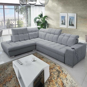 Ecksofa mit Schlaffunktion Luigi VII grau linksseitig Komfort-Ecksofa in modernem Design