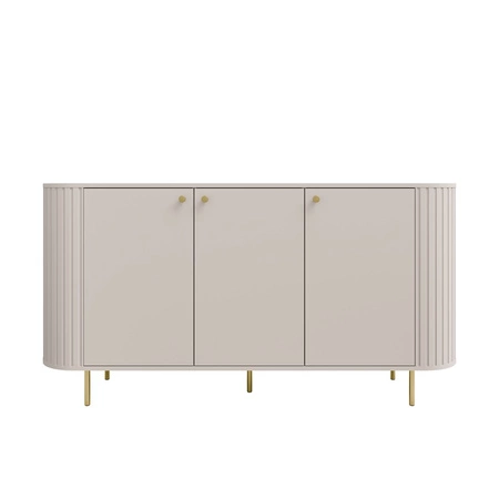 Kommode Ovalio 165 cm beige minimalistische Form macht eine Kommode für das Wohnzimmer stilvolle ovale Form dekorative Fräsen auf den Körper
