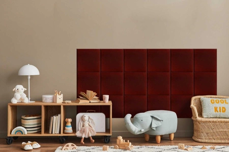 Gepolstertes Paneel Quadra 40x40 cm burgunderfarbenes stilvolles Wandpaneel quadratischer Veloursstoff modisches Finish für jede Einrichtung