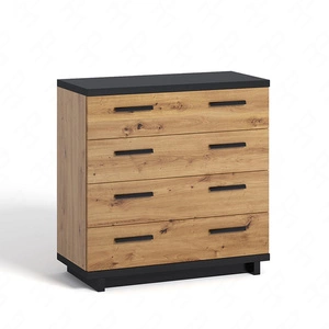 Kommode Simi 90 cm Eiche artisan / schwarz minimalistisches Design klassische Form ideale Kommode für Wohnzimmer oder Wohnbereich