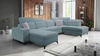 Ecksofa mit Schlaffunktion Kelly Sleek VI arctic blue linke Seite modernes Design Ecksofa für Wohnzimmer mit verstellbaren Kopfstützen