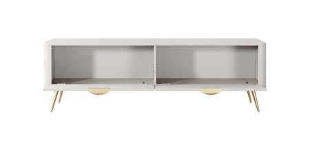 RTV-Schrank Lante 163 cm beige Designer-TV-Schrank im trendigen Stil abgerundete Kanten der massiven geschmackvollen geriffelten Front