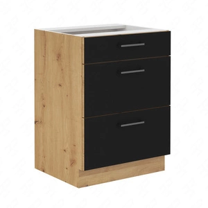 Stehender Küchenschrank mit Schubladen Monza 60 D 3S BB Premium Box dampf-, hitze- und spritzwasserbeständiger Schrank