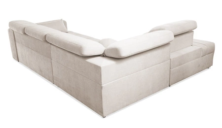 Ecksofa mit Schlaffunktion Cetara VII beige links Hochwertiges Ecksofa für das Wohnzimmer mit bequemer Schiebelehne