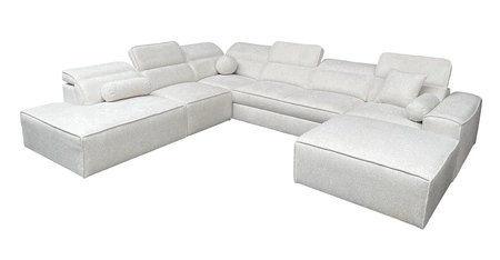 Ecksofa mit Schlaffunktion Viano X creme rechts Design Ecksofa für Wohnzimmer im modernen Stil verstellbare Kopfstützen