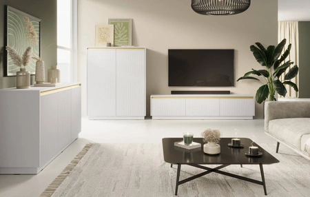 Imperial 104 cm weiß stilvolle Kommode ideal für das Wohn- oder Schlafzimmer elegante Goldgriffe und gefräste Fronten