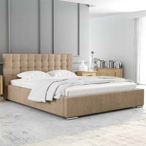 Polsterbett Umiky 180x200 honey stilvolles Bett mit Bettzeugablage komfortables Kopfteil besticht durch sein elegantes Design