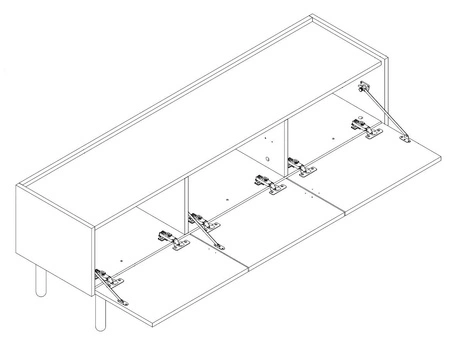 TV-Schrank Boho 144 cm Eiche Riviera / Marmorbianco Außergewöhnliches Design dekorative Marmorböden universelle Farbkombination
