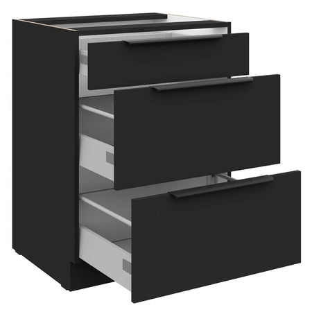 Eckküchenmöbel-Set Schwarz 310x250 cm Metallkante Griffe Schränke sehen toll aus in modernen Interieurs