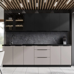 Schwarz / Tarraco 260 cm Küchenmöbel-Set Metallkantengriffe Schränke sehen in modernen Interieurs toll aus