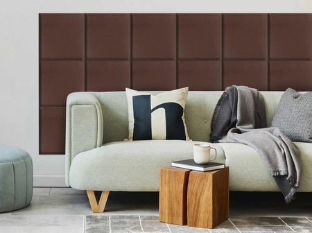 Polsterpaneel Quadra 30x30 cm braun stilvolles Wandpaneel quadratischer Veloursstoff modisches Finish für jede Einrichtung