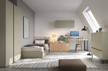 Eckschreibtisch Paguro 131 cm Eukalyptus / eiche baltic dune stilvoller Schreibtisch mit Kommode ideal für ein Jugendzimmer oder Büro