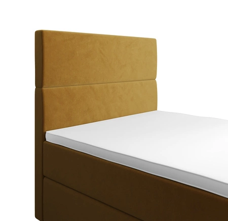 Boxspringbett Bing 100x200 Senfgelb im modernen skandinavischen Stil mit gepolstertem Kopfteil Bett mit Staukasten