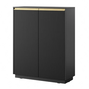 Imperial 104 cm hohe Kommode schwarz elegante stilvolle Kommode mit einzigartigem Charakter mit gefrästen Fronten und Goldgriffen