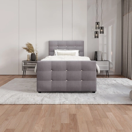 Boxspringbett Kansas 120x200 grau Bett im modernen skandinavischen Stil mit gepolstertem Kopf- und Fußteil