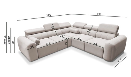 Ecksofa mit Schlaffunktion Cantare III ziegelrot rechte Ecke bequemes und stilvolles Ecksofa für das Wohnzimmer zwei Container für Bettzeug