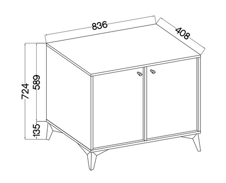 Kioto I Kommode 84 cm schwarz graphit minimalistisches Design perfekter Vorschlag für eine Kommode für das Schlafzimmer oder Wohnzimmer Goldgriffe