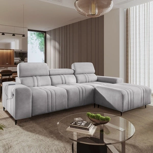 Ecksofa mit Schlaffunktion Castel grau Esche rechte Ecke komfortables und stilvolles Schlafsofa mit Bettzeugcontainer