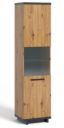 Möbelwand Simi Eiche artisan/schwarz klassische Möbelform aus hochwertiger Schichtstoffplatte ideale Schrankwand für das Wohnzimmer